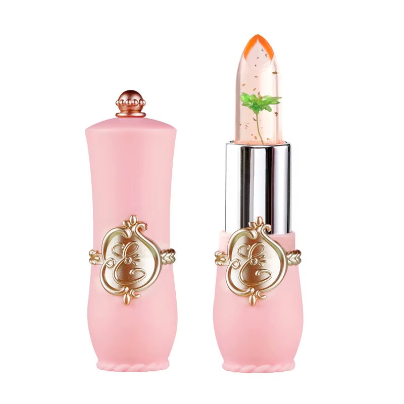 Crystal Flower Jelly Lipstick, Long Lasting Nutritious Lip Balm Lips Moisturizer Temperature Color Change Lip Gloss