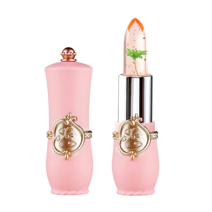 Crystal Flower Jelly Lipstick, Long Lasting Nutritious Lip Balm Lips Moisturizer Temperature Color Change Lip Gloss