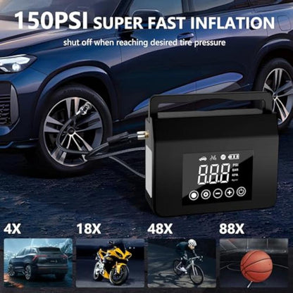 【Hieha】Portable Car Jump Starter, 4000A Car Battery Jump Starter with 150PSI Tire Inflator, 12V Car Battery Jump Starter, 15000Mah Power Bank, with LED Light